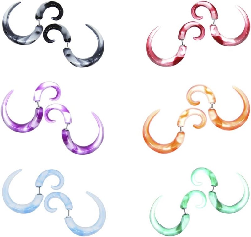 CrazyPiercing 12Pcs Fake Tapers Acrylic Ear Gauge Spiral Earrings Studs Stretcher Piercing Taper 20G - Image 3
